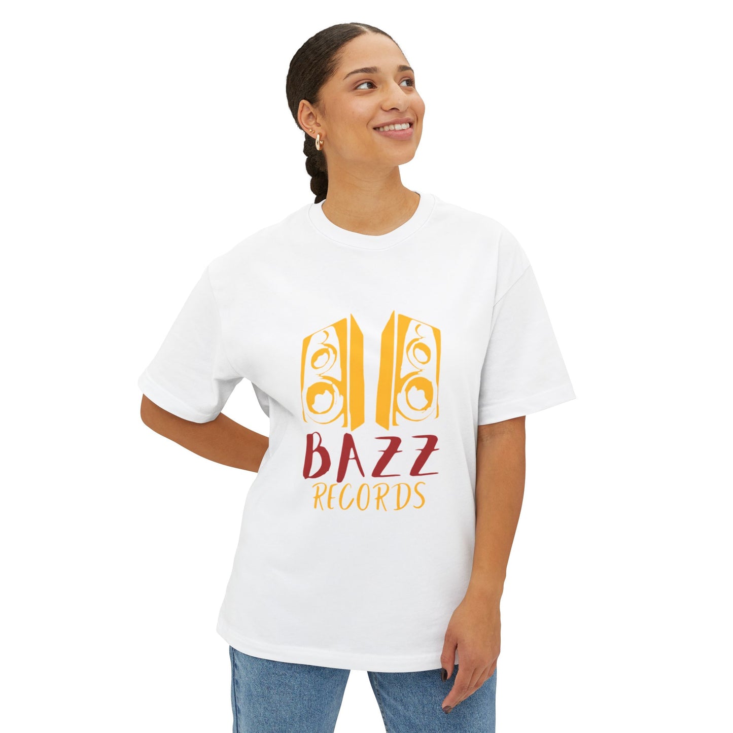 BAZZ RECORDS Unisex Oversized Boxy Tee - Retro Music Vibe