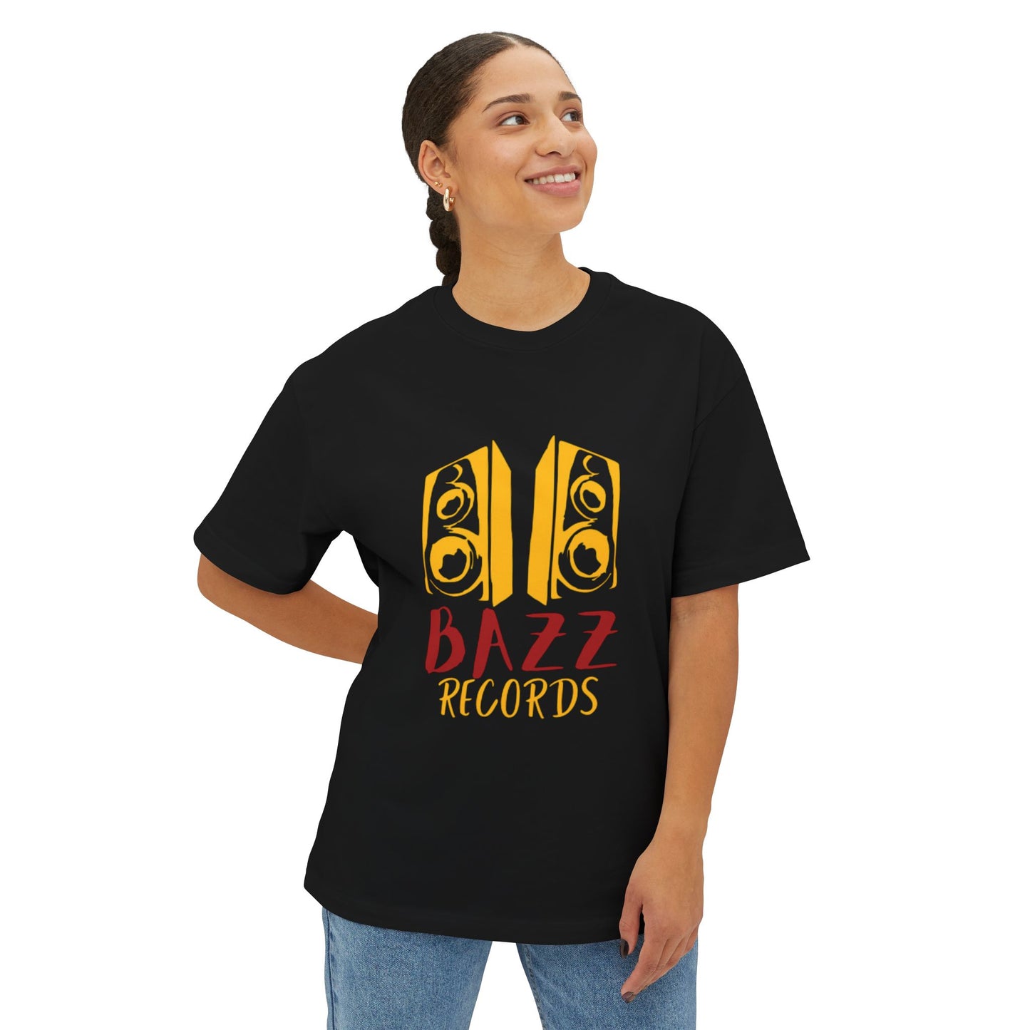 BAZZ RECORDS Unisex Oversized Boxy Tee - Retro Music Vibe
